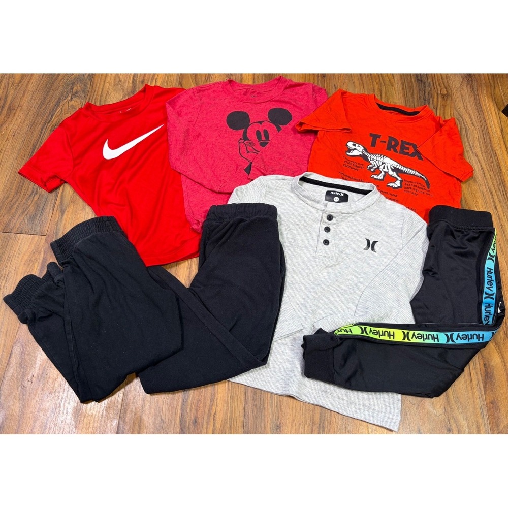 Nike Hurley Disney Boys 4T 6pc Clothing Bundle Tees Joggers